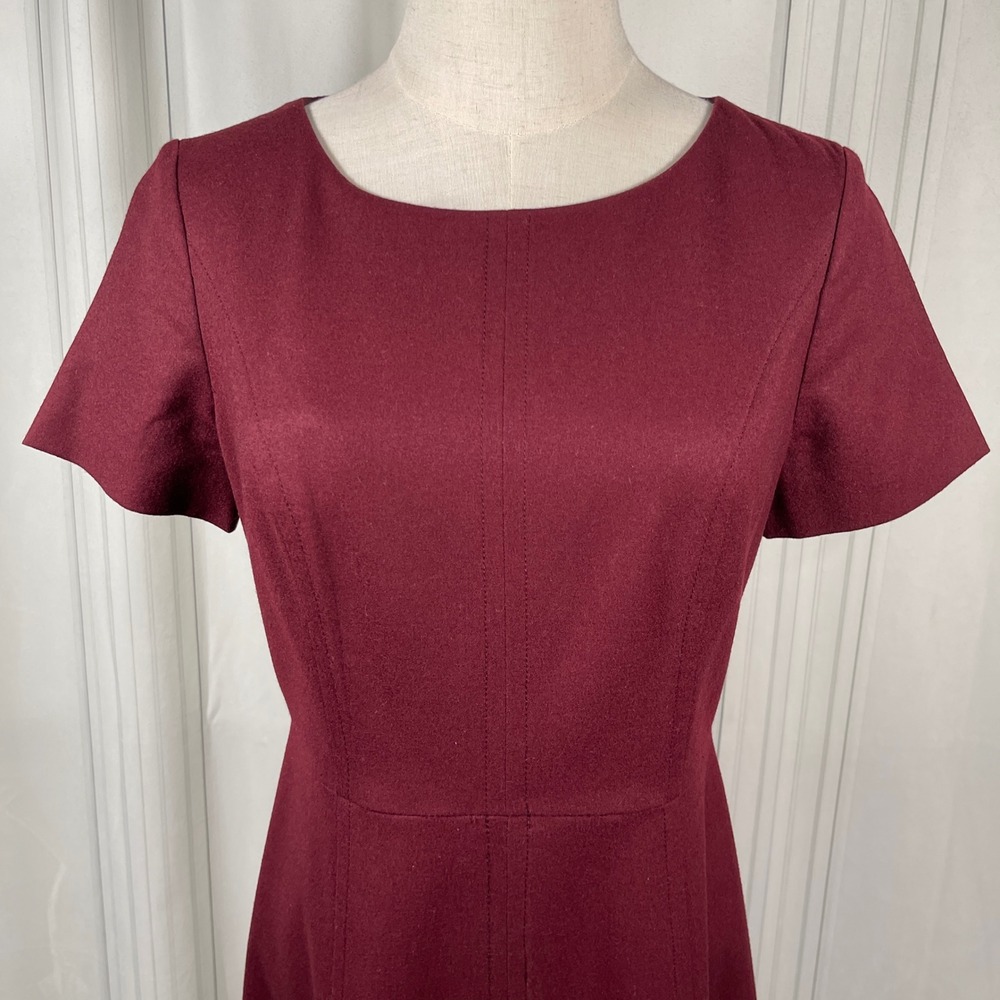 Talbots Burgundy Wool Fit & Flare Dress Size 2 Short‎ Sleeve - Picture 2 of 15